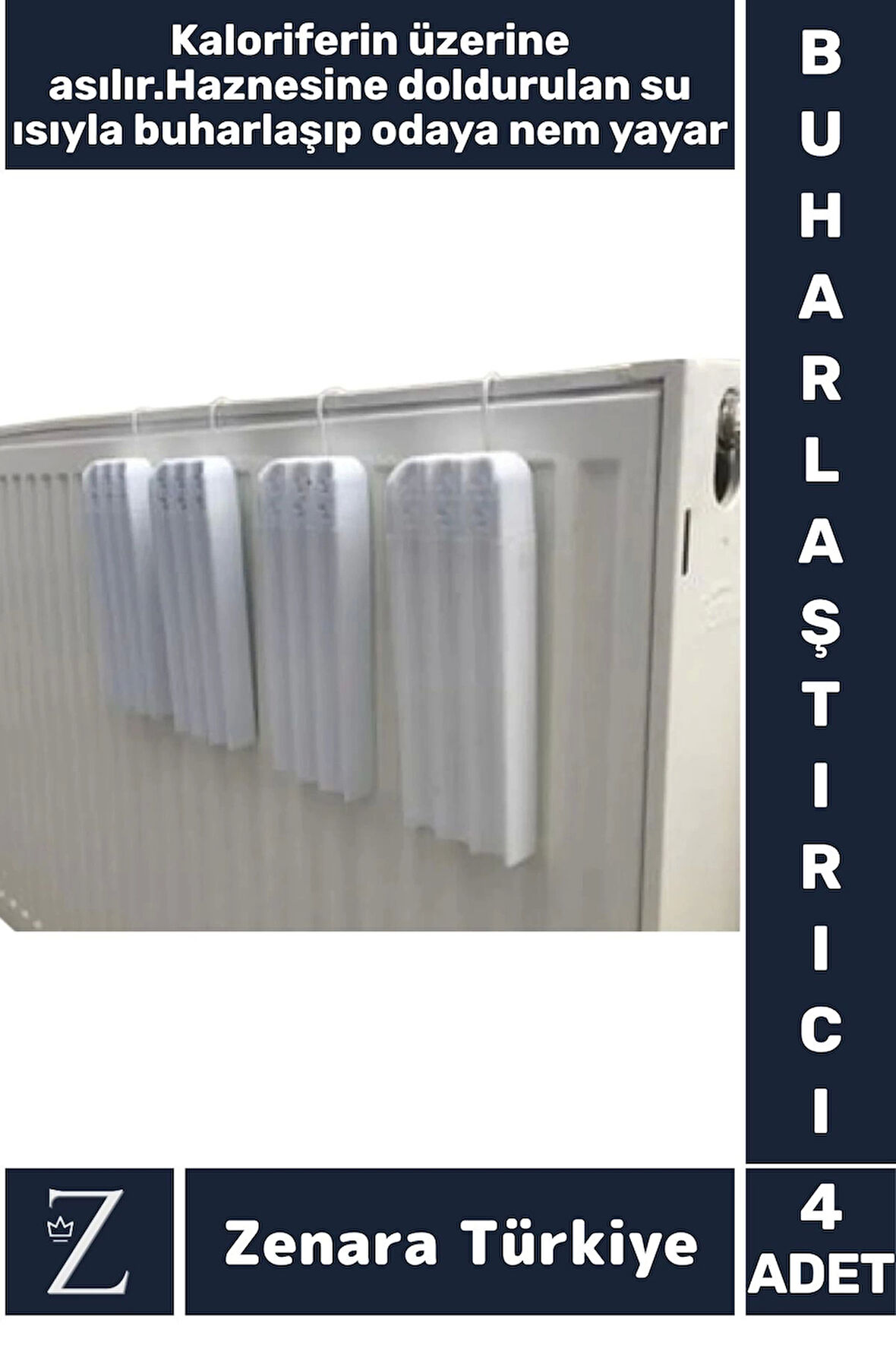 Uzun Ömürlü Isıya Dayanıklı Kalorifer Petek Üstü Nemlendirici Su Buharlaştırıcı Askılı Suluk 4 Adet