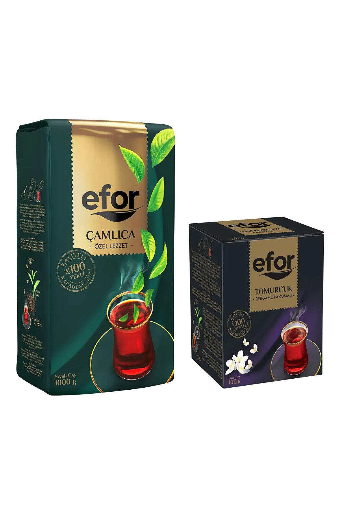 Efor Çamlıca Siyah Dökme Çay 1.000gr + Tomurcuk Bergamot Aromalı 100gr