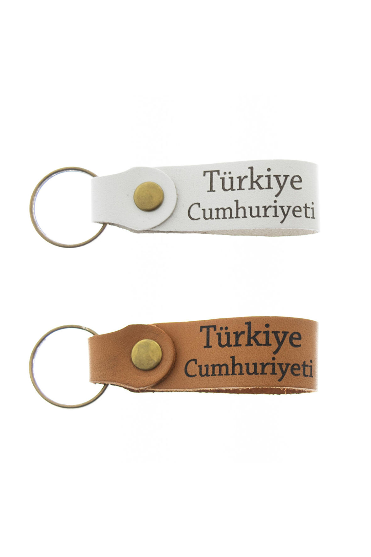 T.C. Yazılı İkili Deri Anahtarlık