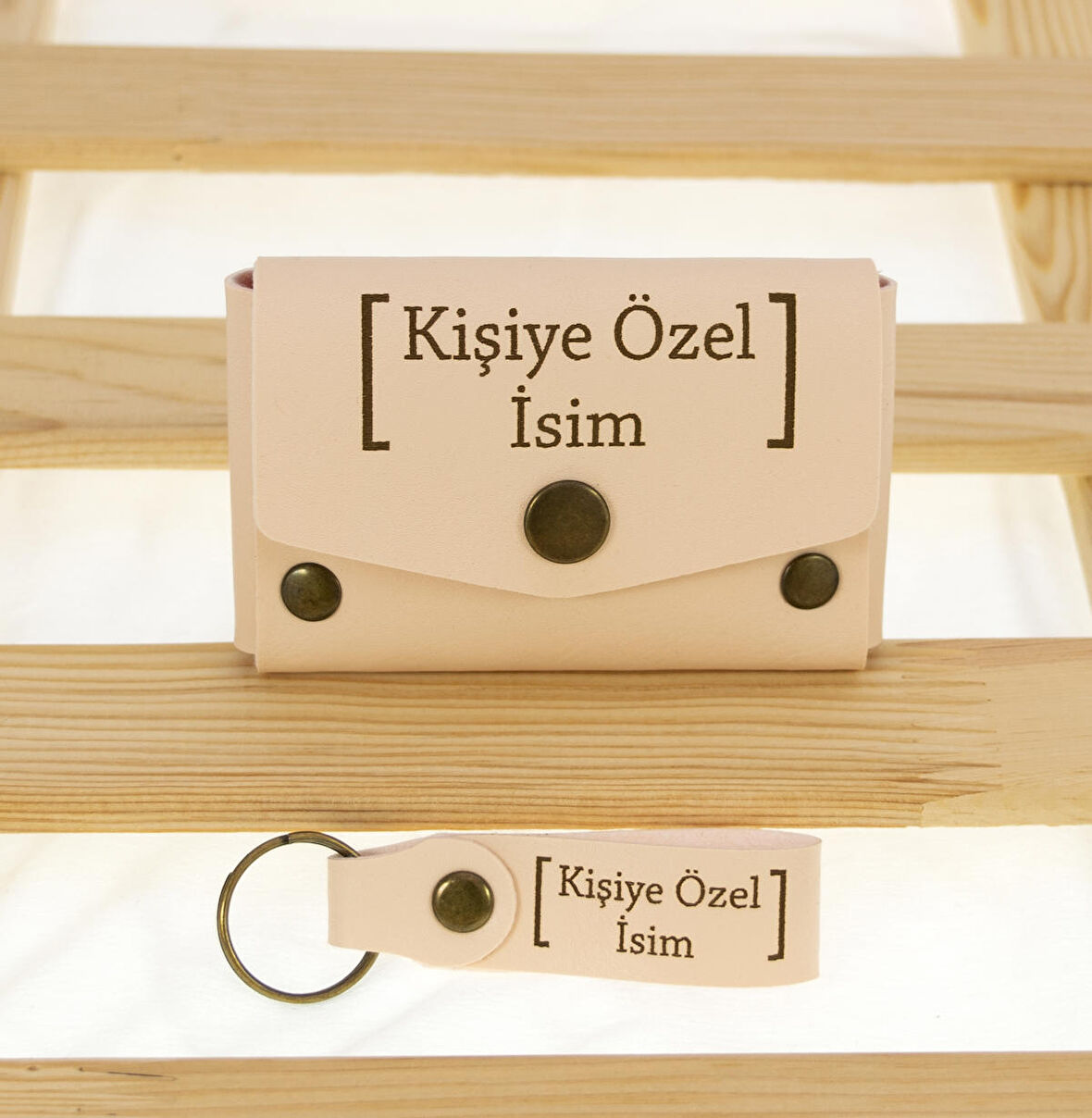 İsme Özel Yüksek Kalite Deri Bozuk Para Çantası ve Anahtarlık Seti, Kişiselleştirilmiş Aksesuar