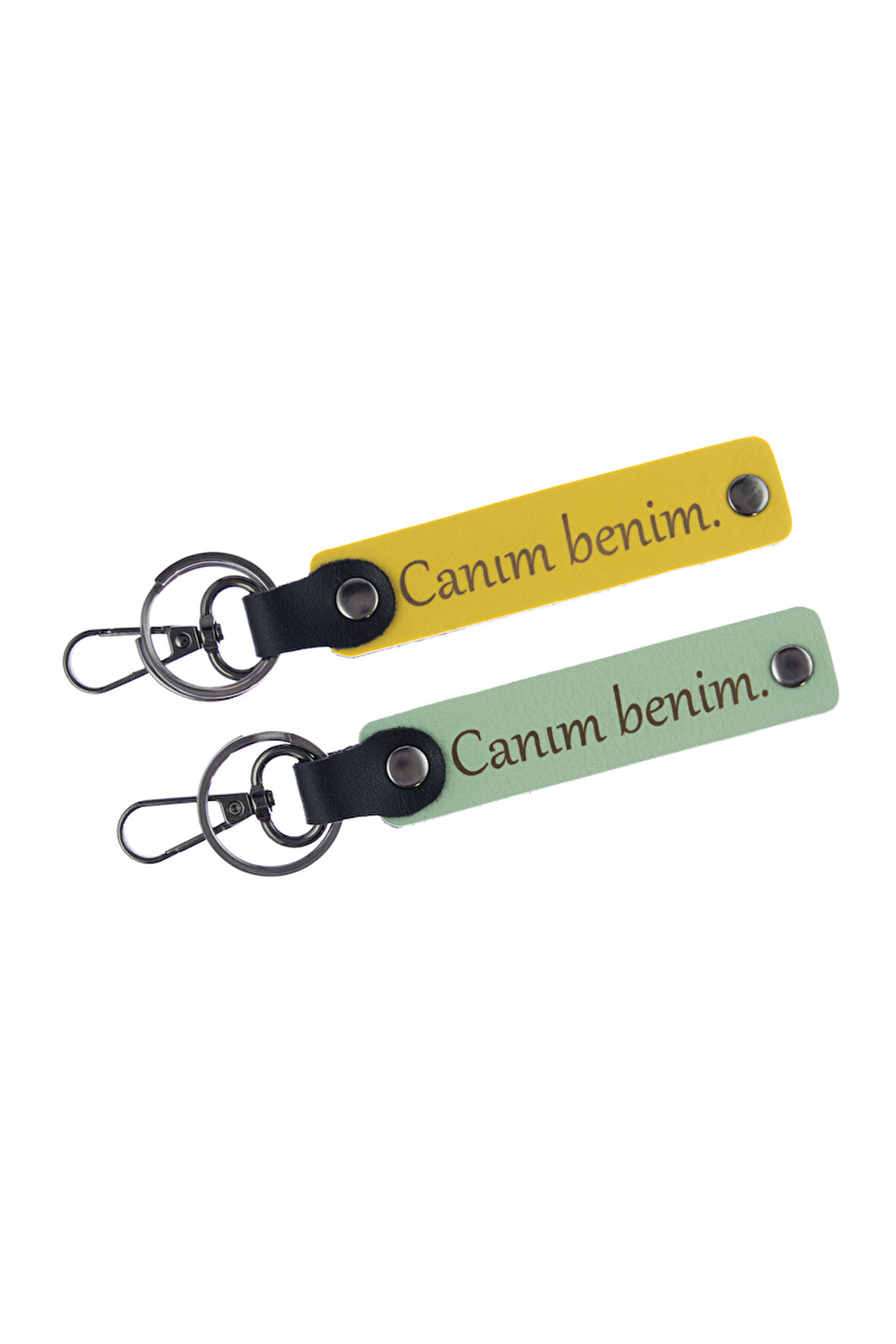 Canım Benim Yazı Desenli Kancalı Deri Anahtarlık, İkili Set, Günlük Kullanım Anahtarlık Takım