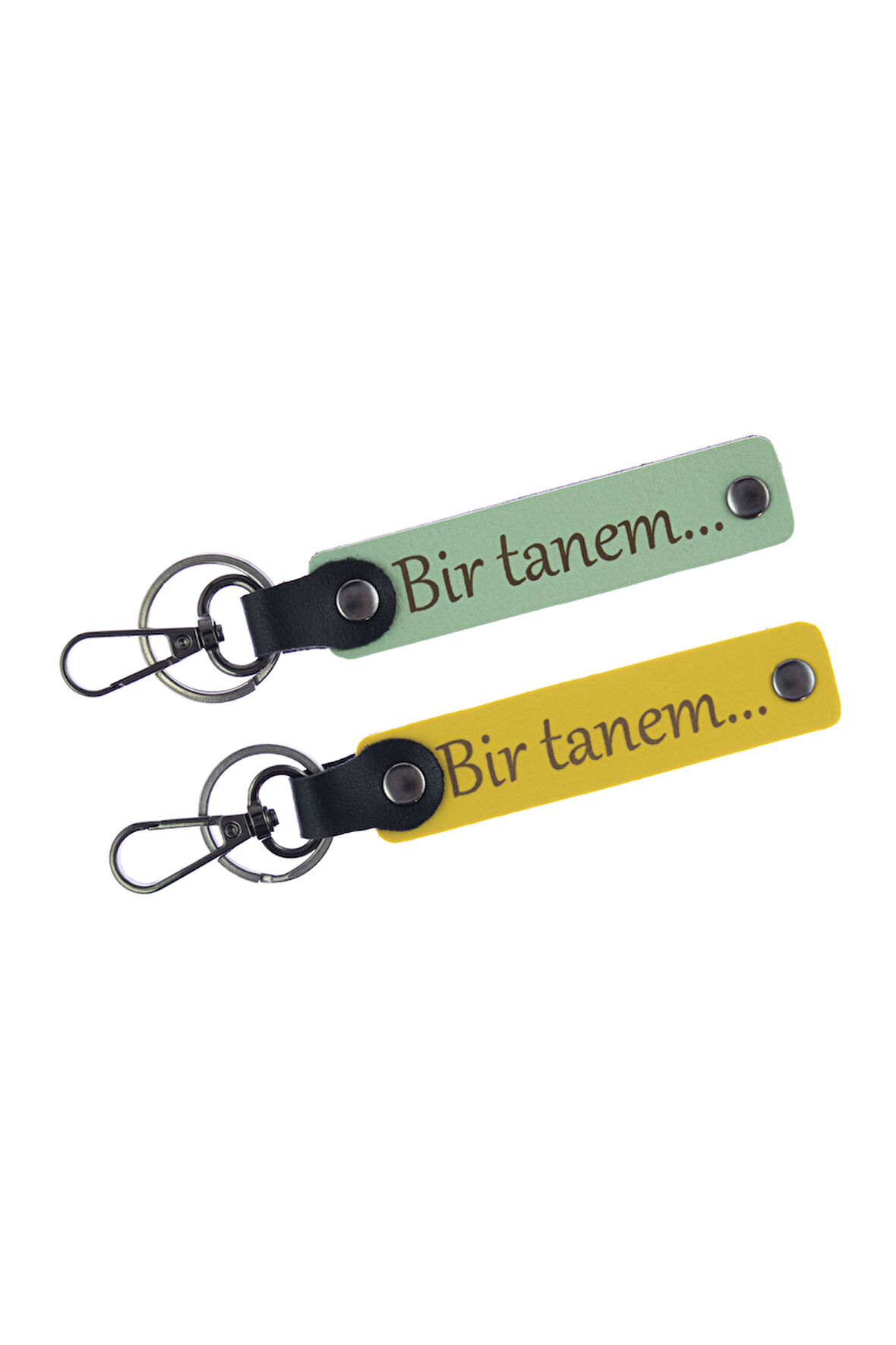 Birtanem Yazı Desenli Kancalı Deri Anahtarlık, İkili Set, Günlük Kullanım Anahtarlık Takım