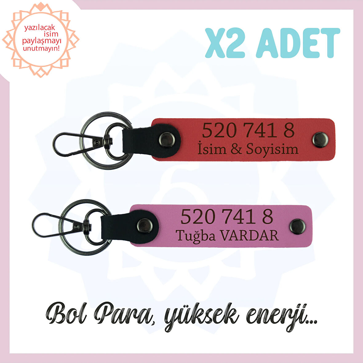 Nar Çiçeği-Pembe, İsminize Özel Manevi Huzur, Sevdiklerinize Hediye 520 741 8 Sayılı 2'li Anahtarlık