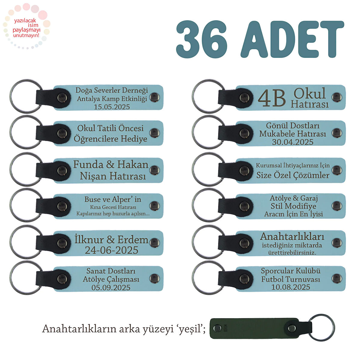 GökMavi & Yeşil, Eczanelere Özel, Müşterilerinize Sunabileceğiniz 36' lı Anahtarlık, Değerli Hediye
