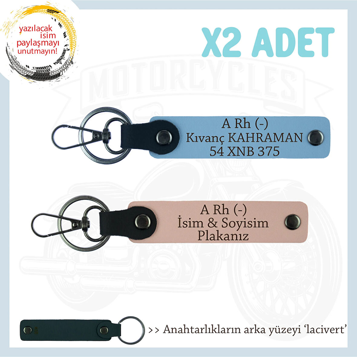 Hız Aşıkları İçin, İsim Plaka ve A- Kan Grubu Yazılı Hediyelik x2 Anahtarlık, Yavruağzı-K Kahve-Laci