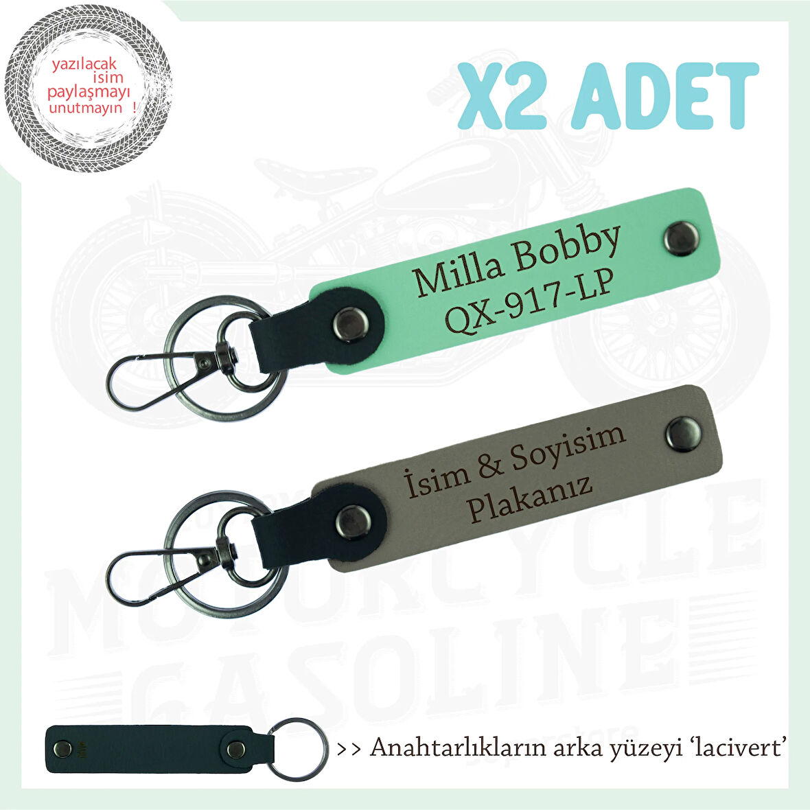 Kişisel Hediye Alternatiflerinde Yeni Seviye, Deri 2’li Plaka ve İsim Yazılı, Kül Gri-Yeşil-Laci