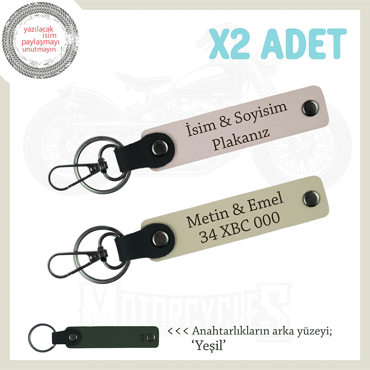 İsim ve Plaka İşlemeli Deri 2’li Anahtarlık Seti Şık ve Kalıcı Hediye Alternatifi, Pudra-S Kahve-Ysl