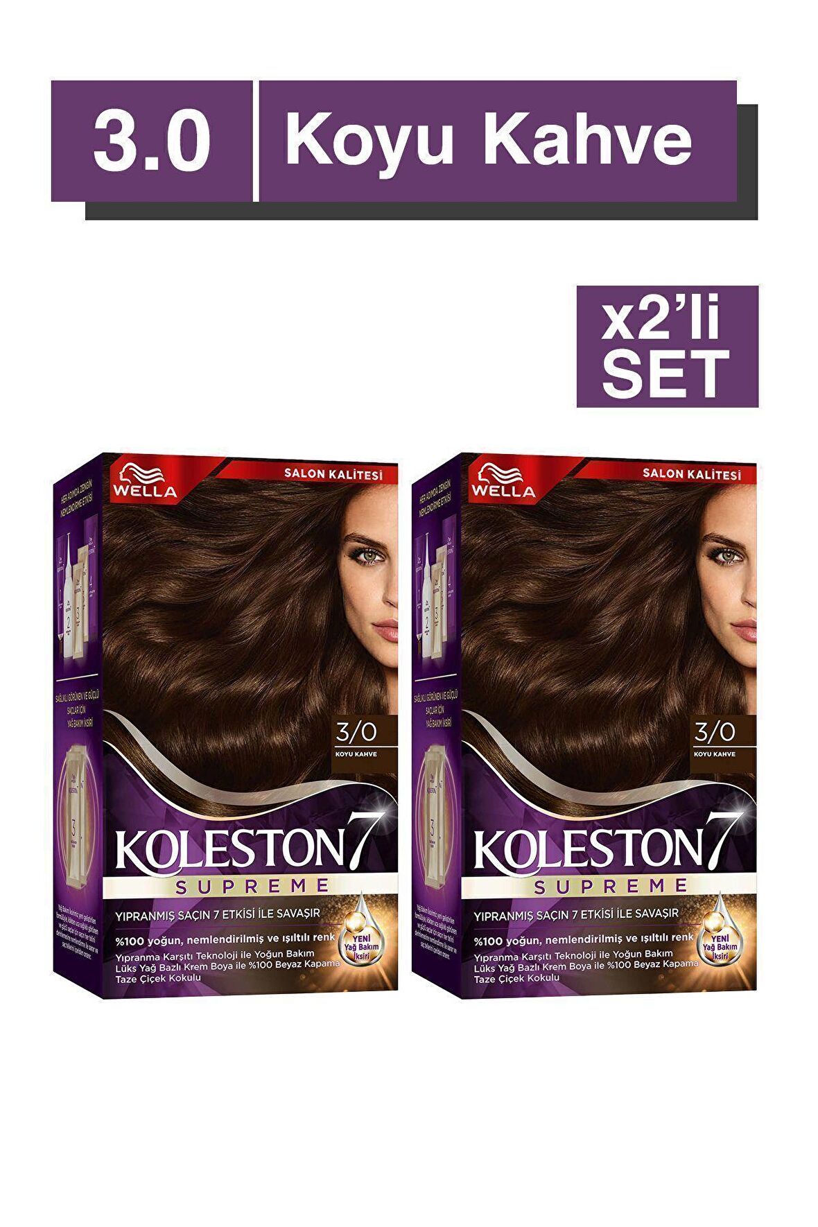 Koleston Supreme Saç Boyası 3/0 Koyu Kahve x2' li Set