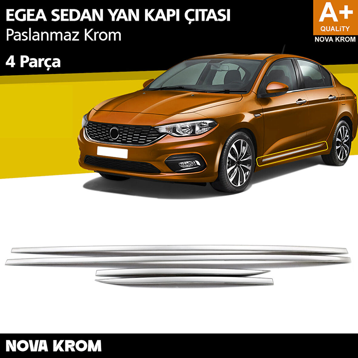 Fiat Egea SD Krom Yan Kapı Çıtası 4 Prç. 2015 Üzeri