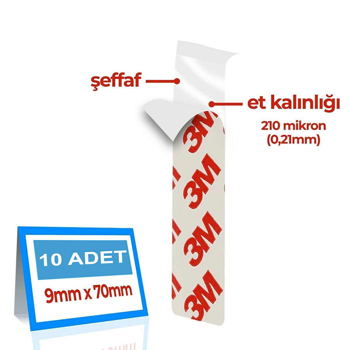 3M Hazır Kesim Şeffaf Çok Güçlü Bant 9mmx70mm (10'li)