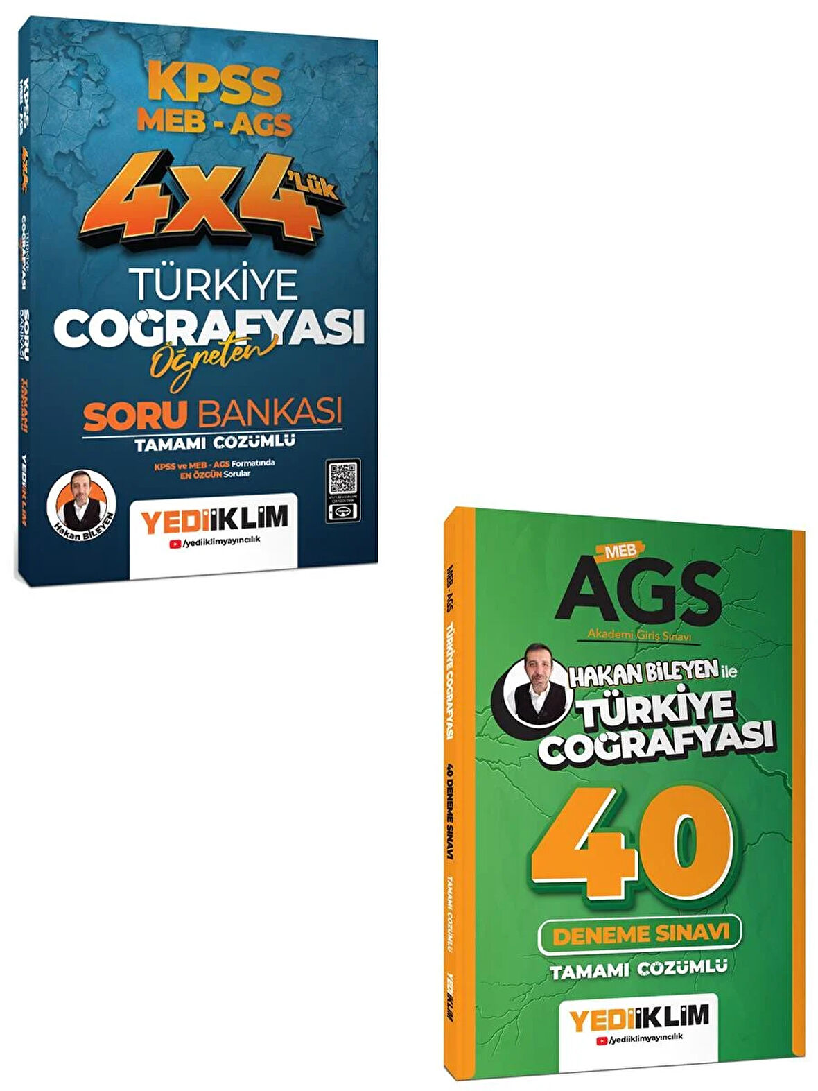 Yediiklim Yayınları KPSS MEB AGS 4x4 Türkiye Coğrafyası Soru ve 40 Deneme Sınavı Seti Hakan Bileyen