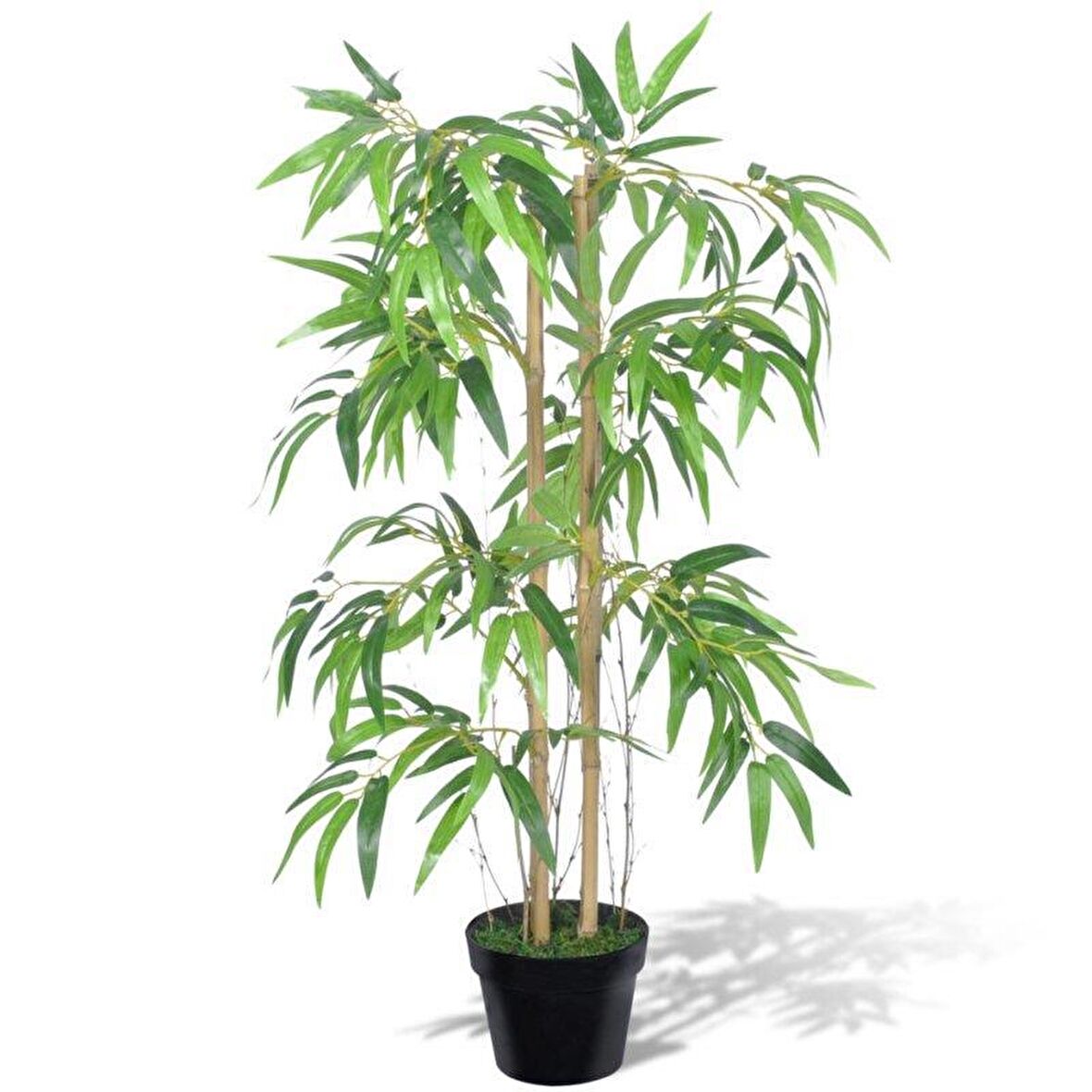 Yapay Ağaç Bambu Ağacı 2 Gövdeli Çalılı 90x70cm Siyah Plastik Saksılı