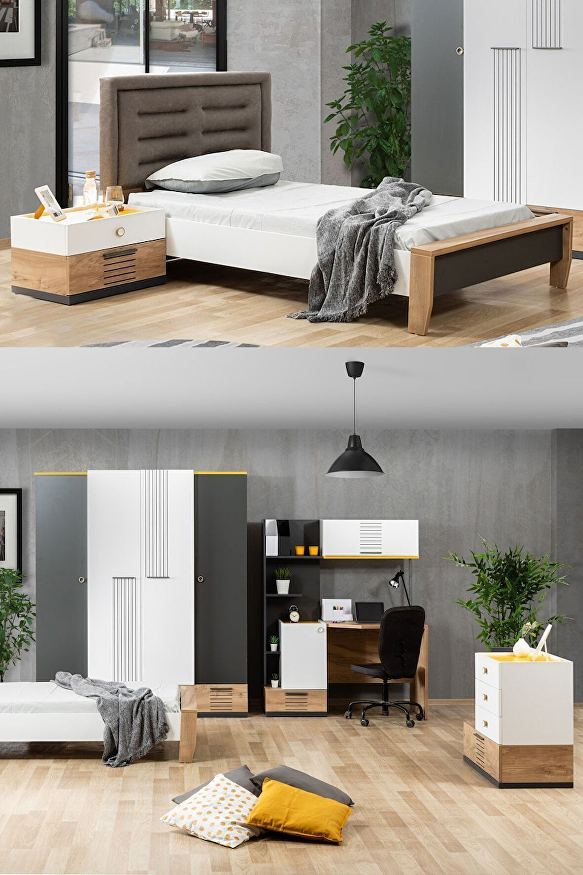 Relax Genç Odası - 4 Kapılı Dolap, Karyola, Komodin, Şifonyer, Çalışma Masası