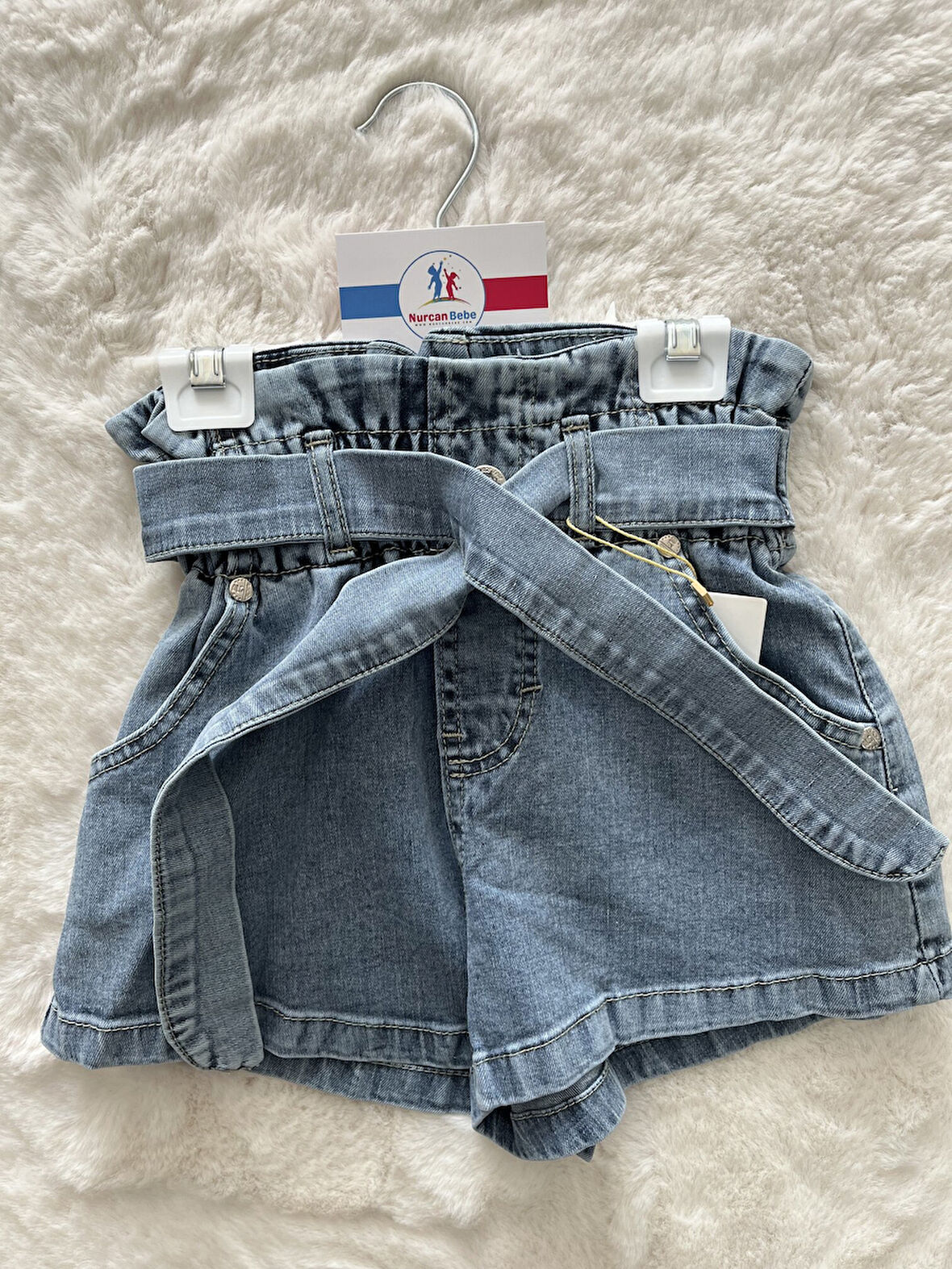 Beli Latikli Yüksek Bel  Kot Şort