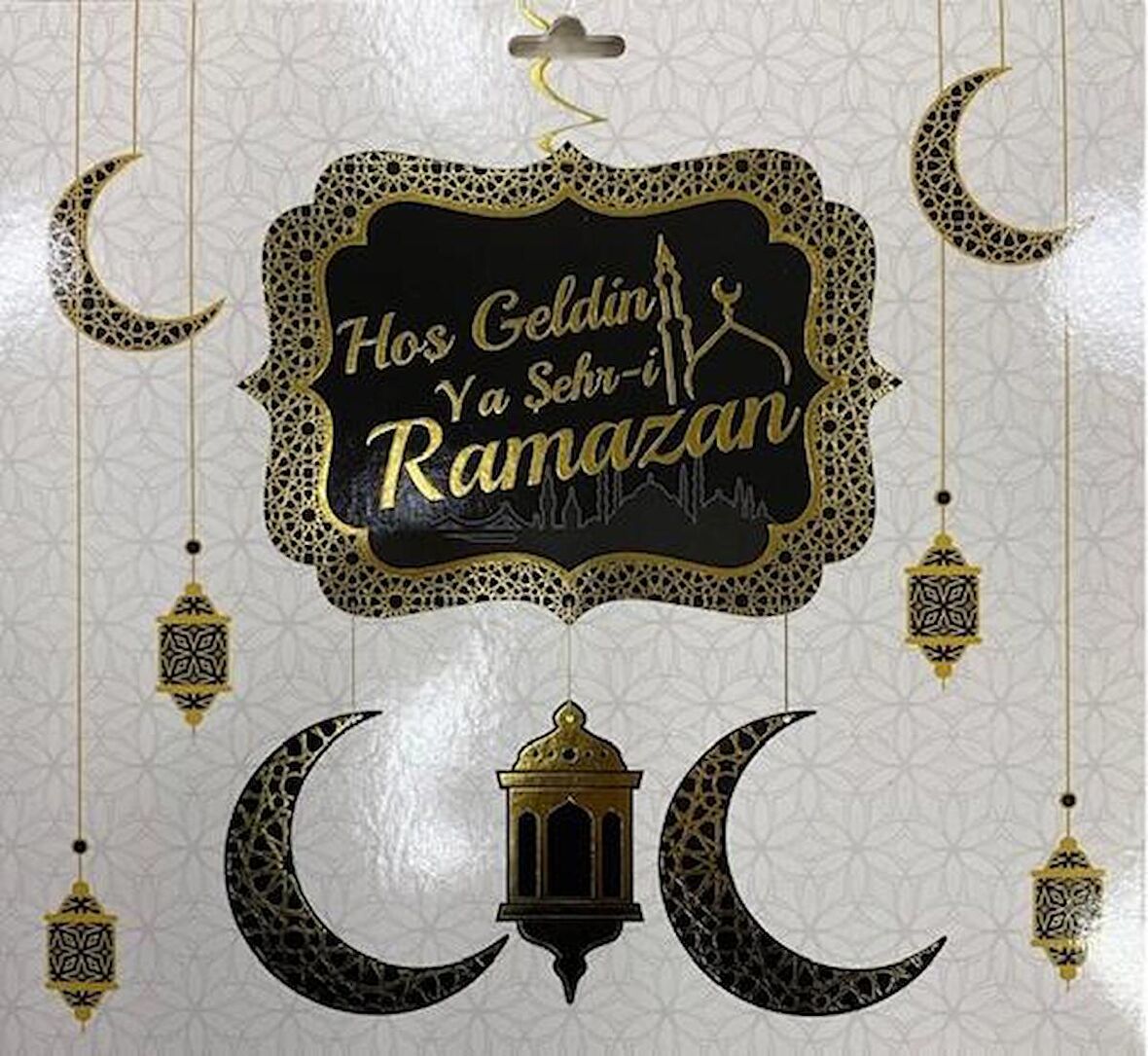 Gold-Siyah Hoşgeldin Ya Şehri Ramazan Tavan Süs - Hoşgeldin Ramazan Banner Ramazan Sarkıt Banner