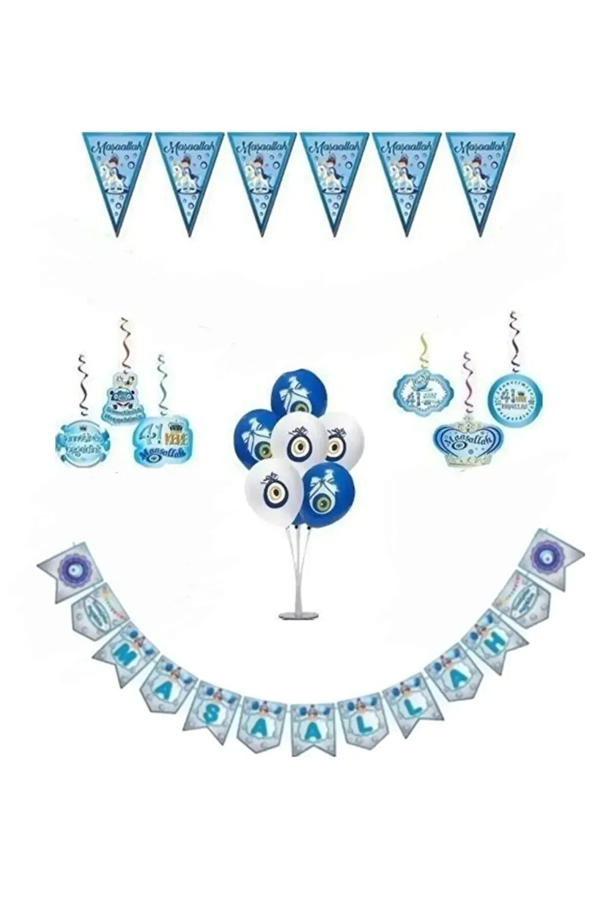 Çıtıpıtıstore Sünnet Süsleme Seti Maşallah Yazısı Nazar Boncuklu Balon
