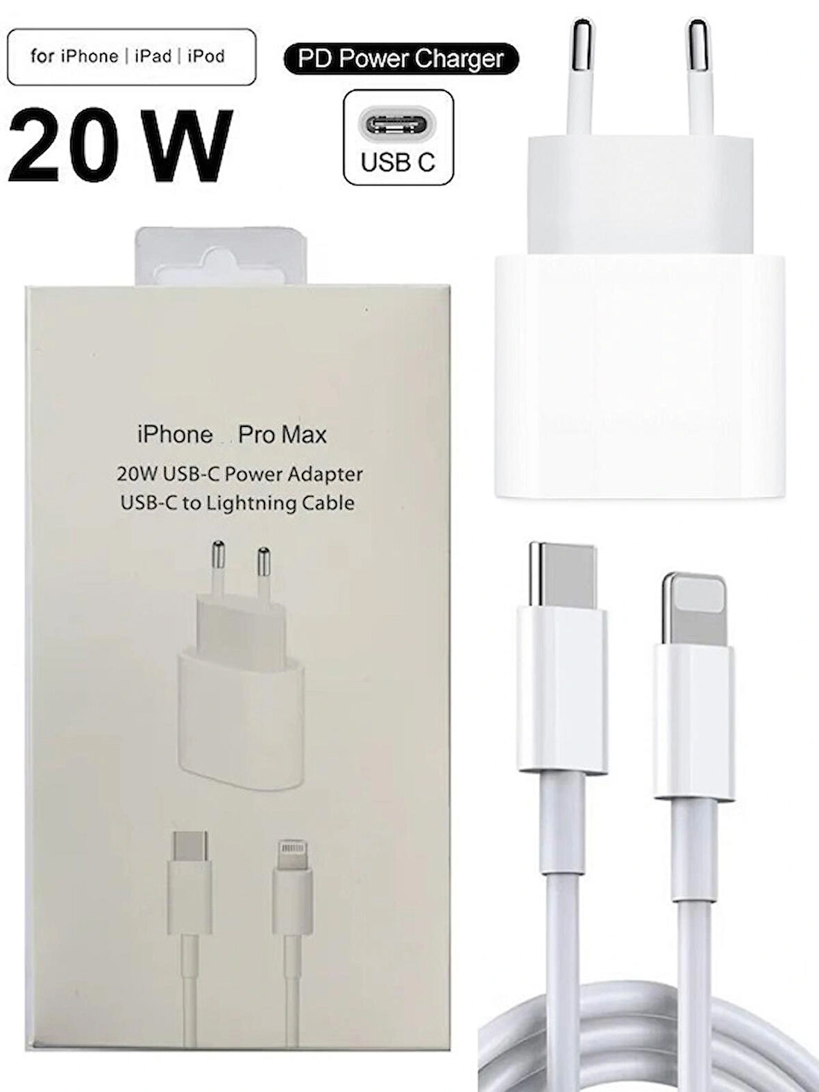 iPhone Uyumlu 20W PD Hızlı Şarj Aleti / Cihazı Lightning