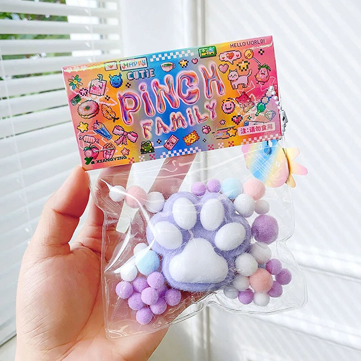 Kedi Patisi Taba Squishy Stress Oyuncağı Sukuşi pati, Tüylü Oyuncak Mor