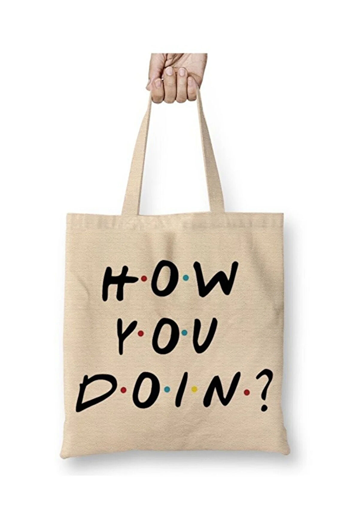 Friends Joey How You Doin Beyaz Bez Çanta Uzun Saplı Alışveriş Çantası Plaj Çantası