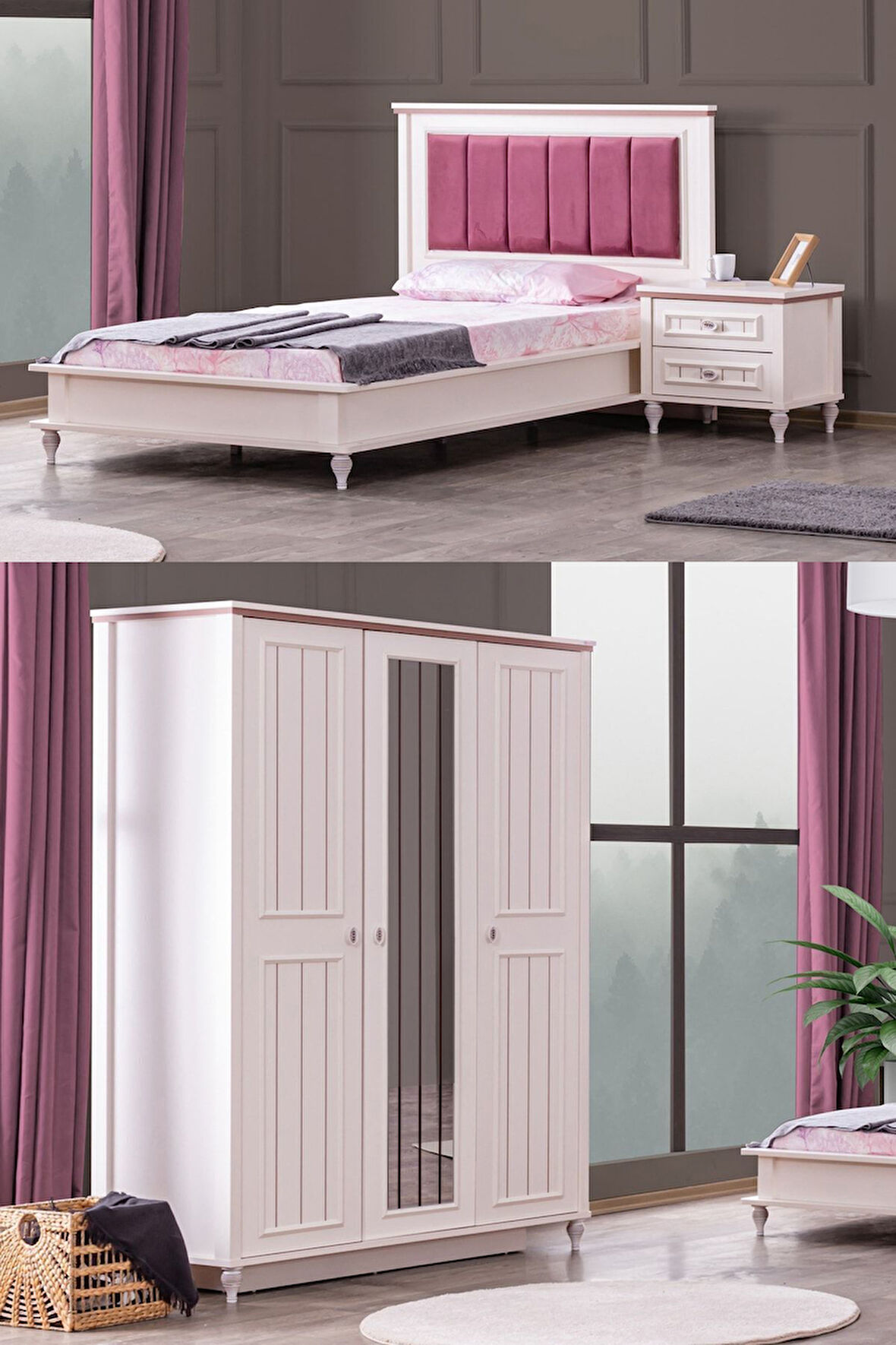 Ezgi Lüx Genç Odası - 3 Kapılı Dolap, Karyola, Komodin