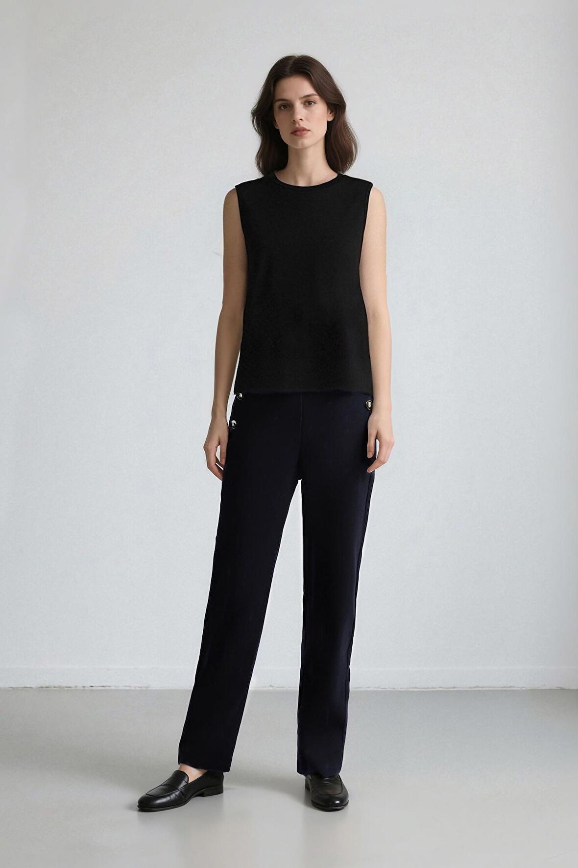 DeFacto Carrot Fit Havuç Kalıp Kumaş Pantolon Lacivert Basic Düz Cepli Yüksek Bel Düz Paça B1238AX24AUNV28