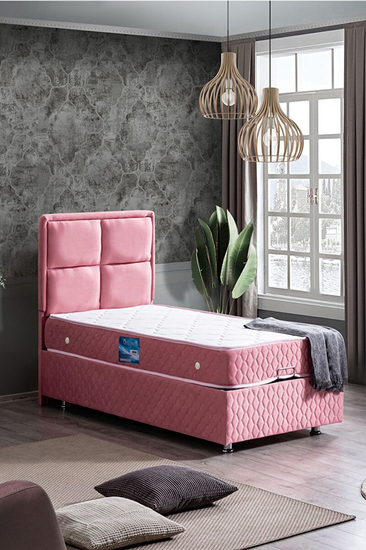 Grand Ikili Set, Tek Kişilik Baza Başlık Seti, Açık Mavi
