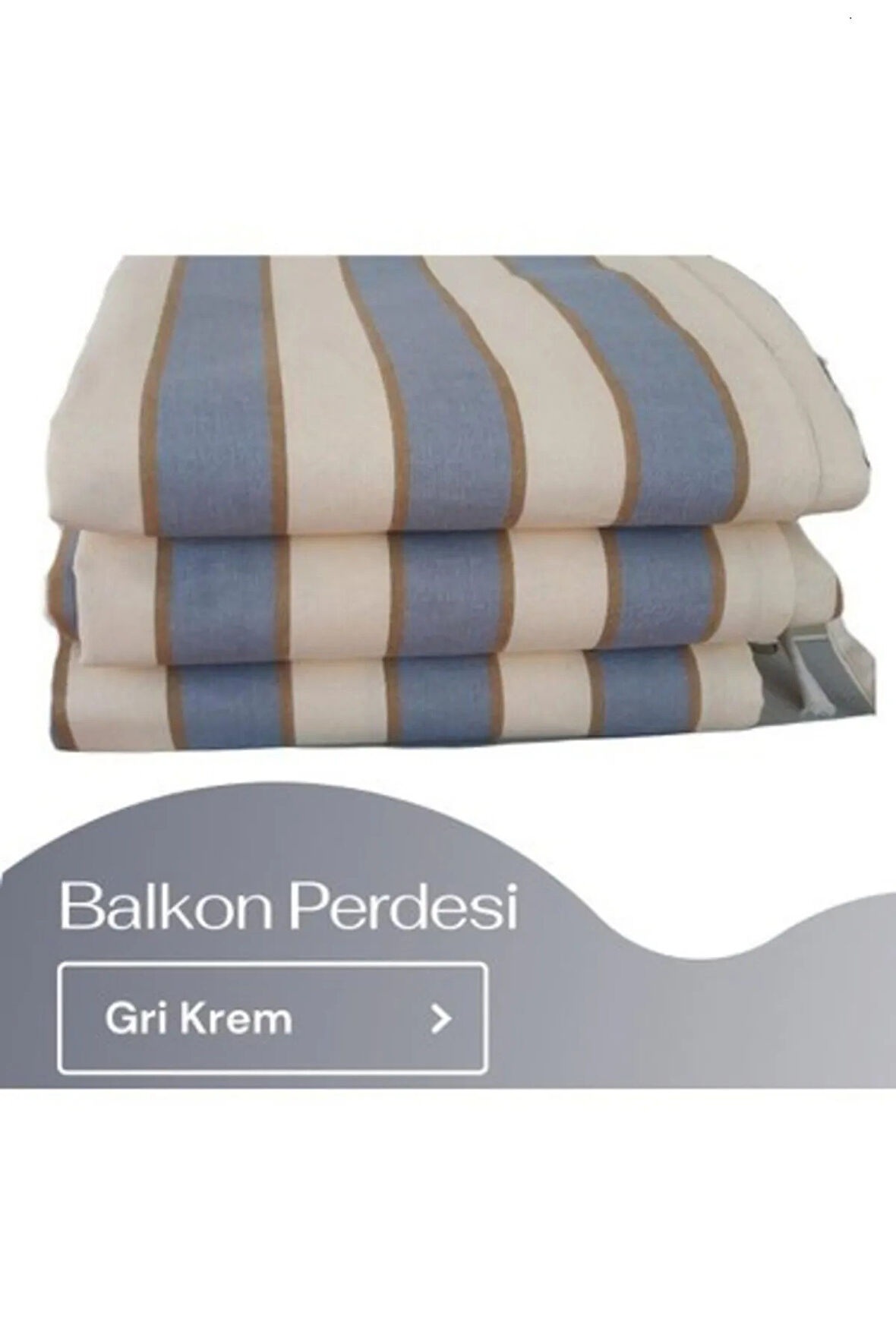 GENCER Home Balkon Perdesi Brandası Gri Krem Çizgili 200X250