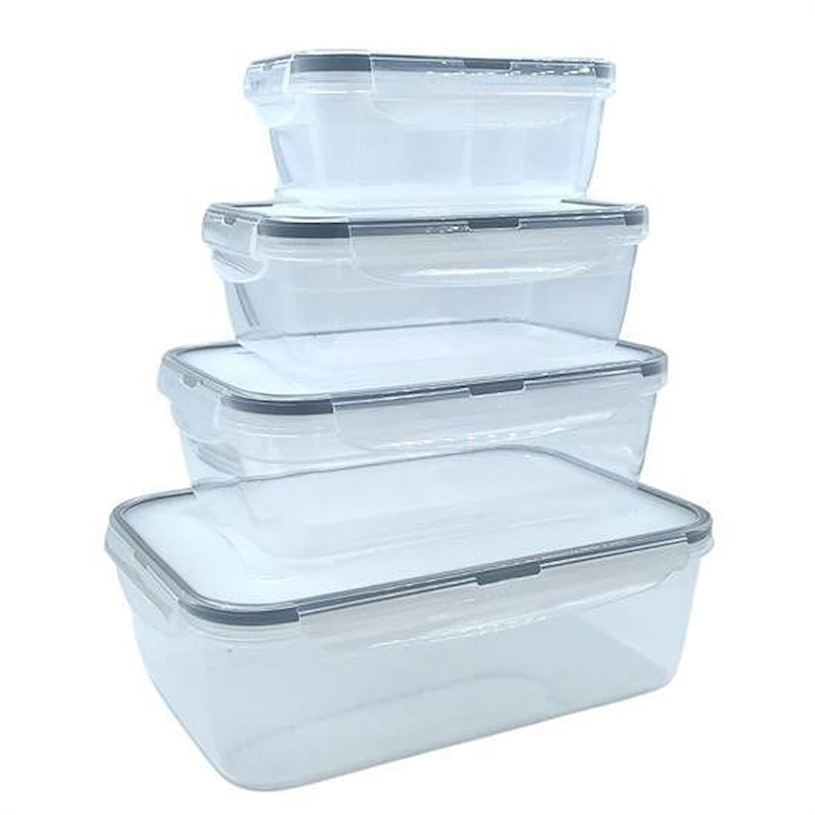 CT-STONES® 4lü İç İçe Sızdırmaz Contalı Kilitli Kapaklı Plastik Erzak Saklama Kapları LC315