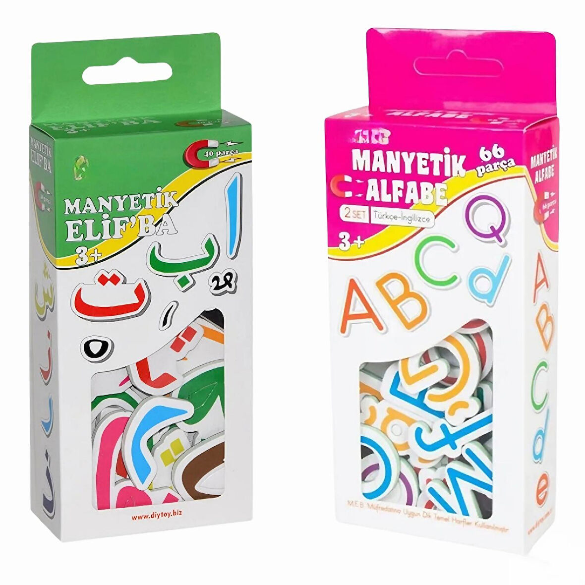 2'li Set Manyetik Mıknatıslı Türkçe - İngilizce Harfler & Elif-ba - Eğitici Arapça Türkçe Magnet