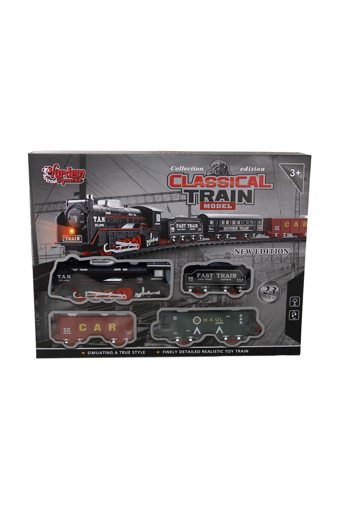 Vardem Kutulu 23 Parça Classic Model Tren Set OYUNCAK TREN SETİ DÖN DOLAŞ TREN ŞEKİLLENDİRİLEBİLİR