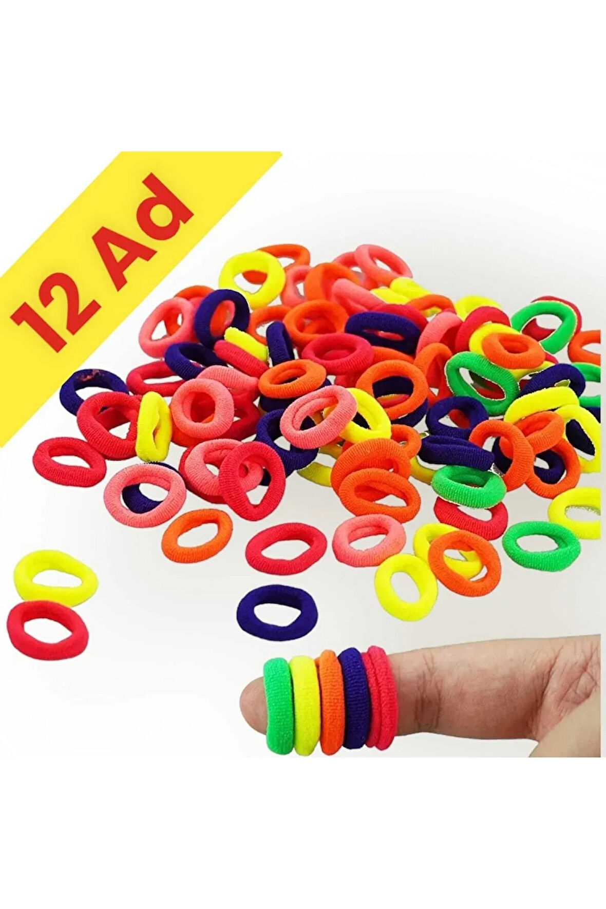12'li Renkli 3 Cm Esnek Lastik Saç Tokası