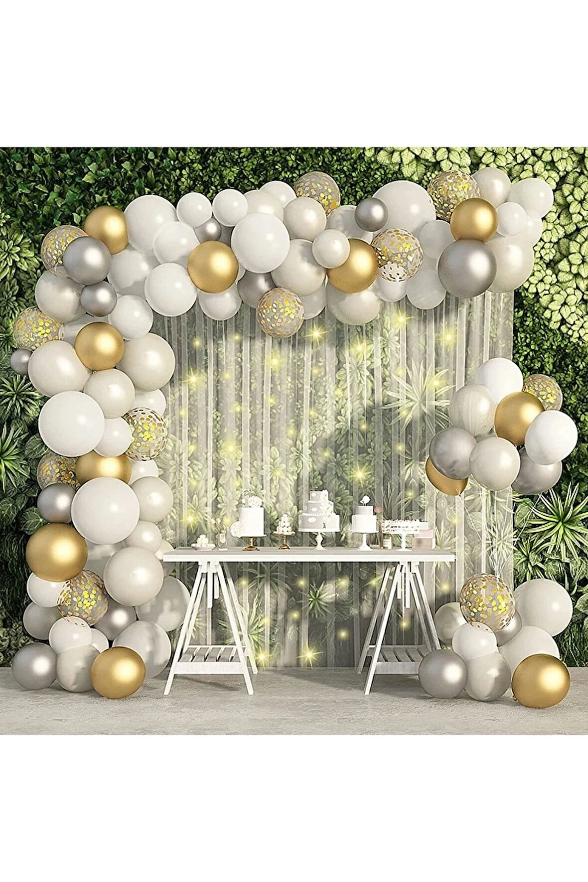 Balon Garland Metalik Gümüş Altın Konfeti Balonları