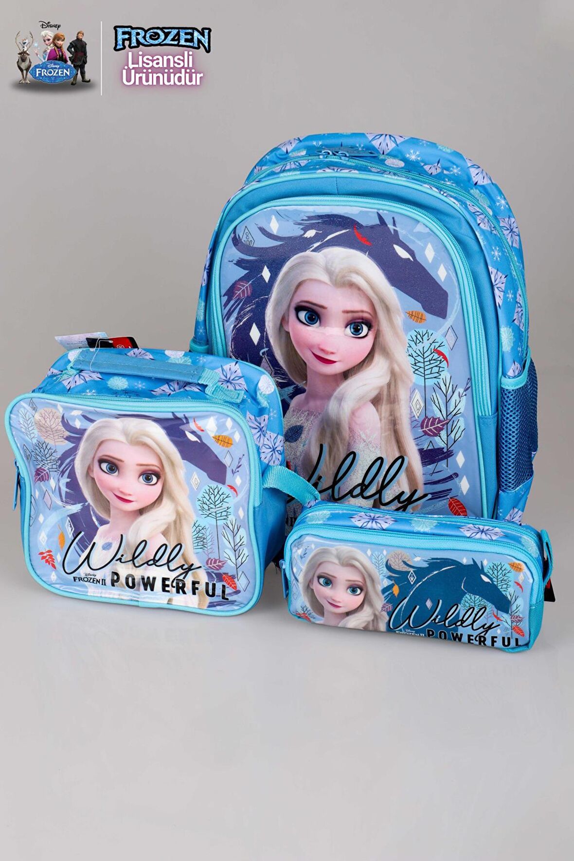 COOL GIRL ÖZEL KOLEKSİYON LİSANSLI FROZEN ELSA OKUL ÇANTASI,BESLENME ÇANTASI VE KALEM ÇANTASI 3'LÜSÜ 