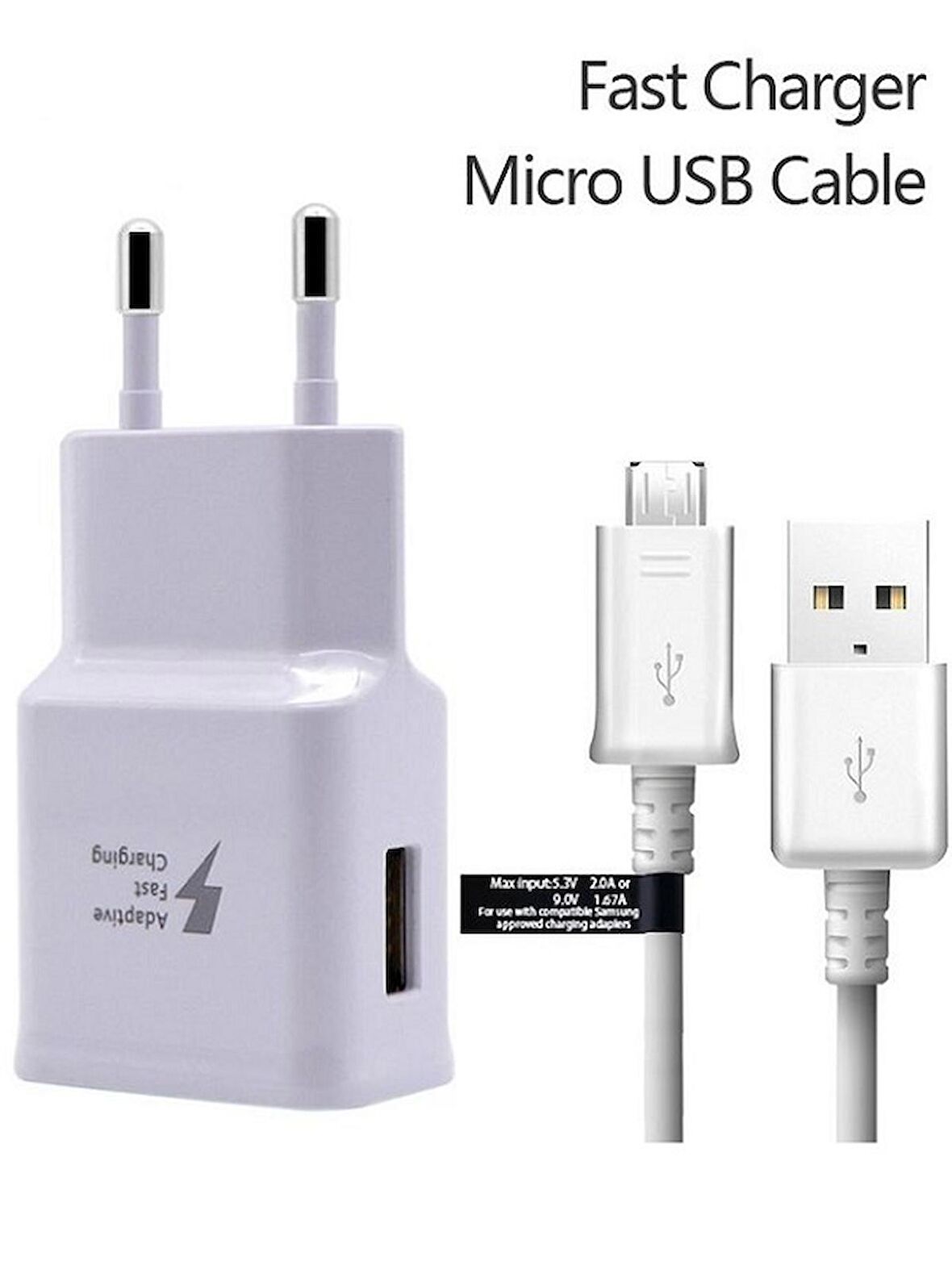 Micro USB Hızlı Şarj Aleti Beyaz