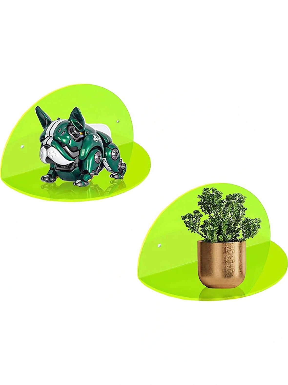Oval 2'li Takım Duvar Raf (Neon Yeşil)