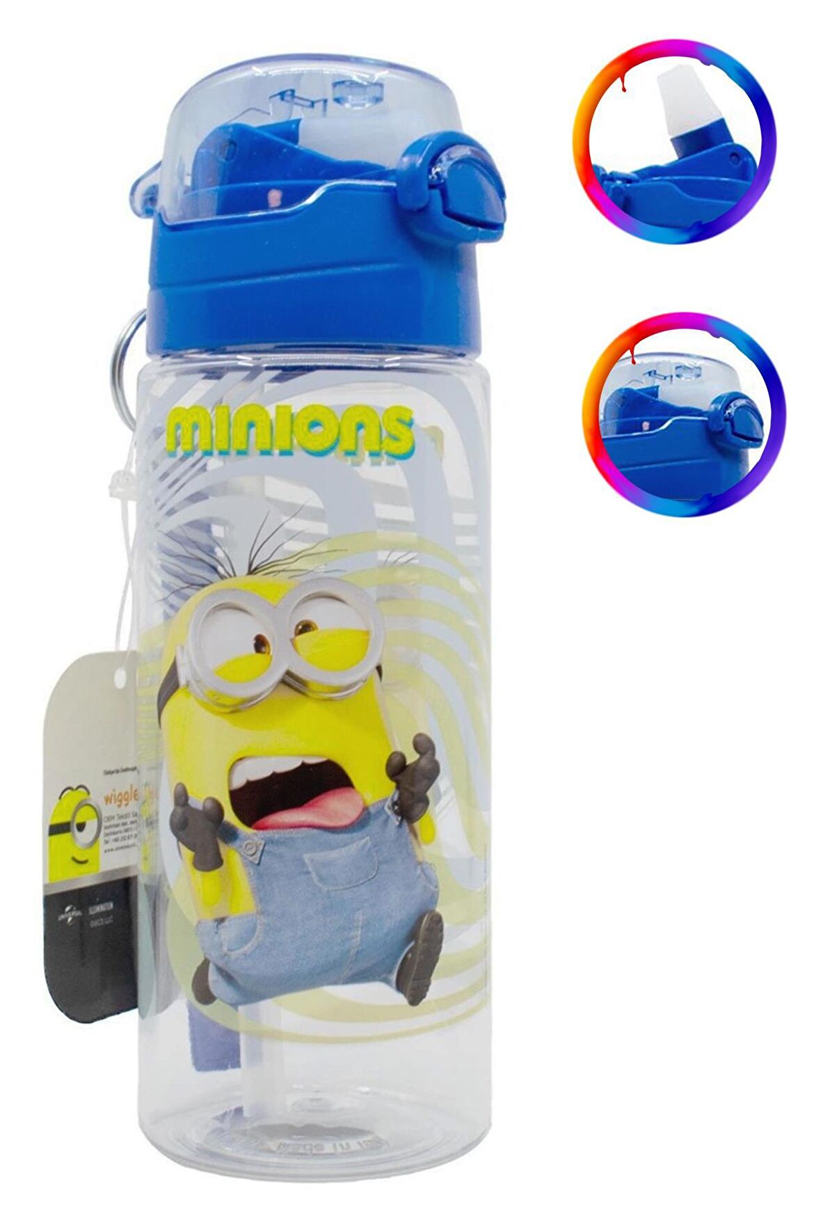 Minions Şeffaf Matara 500ml - Minyonlar Suluk - Lisanslı Minions Matara - Pipetli Suluk