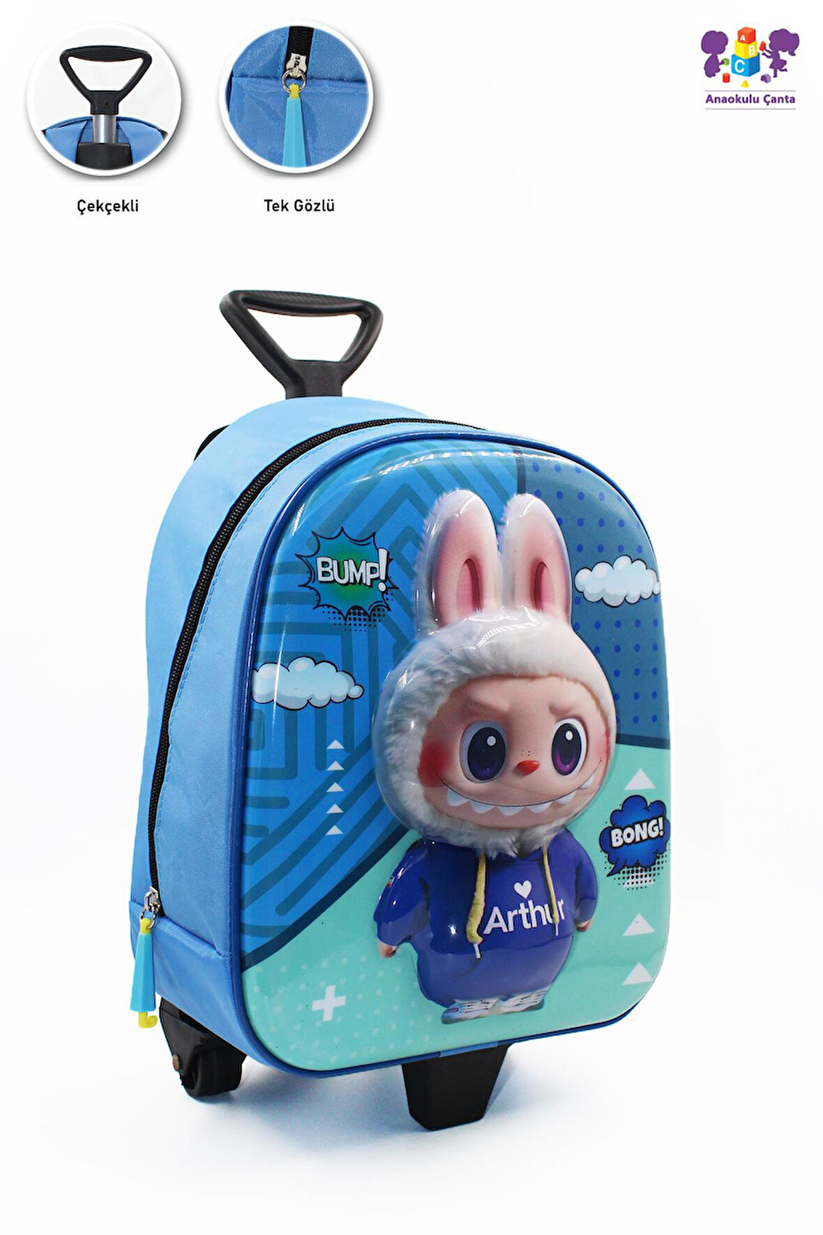 Bulut Labubu Çekçekli Anaokulu Çantası - Çocuk Çanta - Kreş Çantası - Labubu Çanta