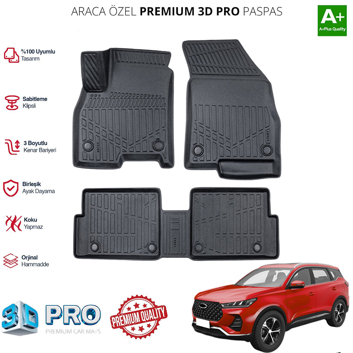 TİGGO 7 PRO ARACA ÖZEL 3D PASPAS 2022 2023 2024 2025