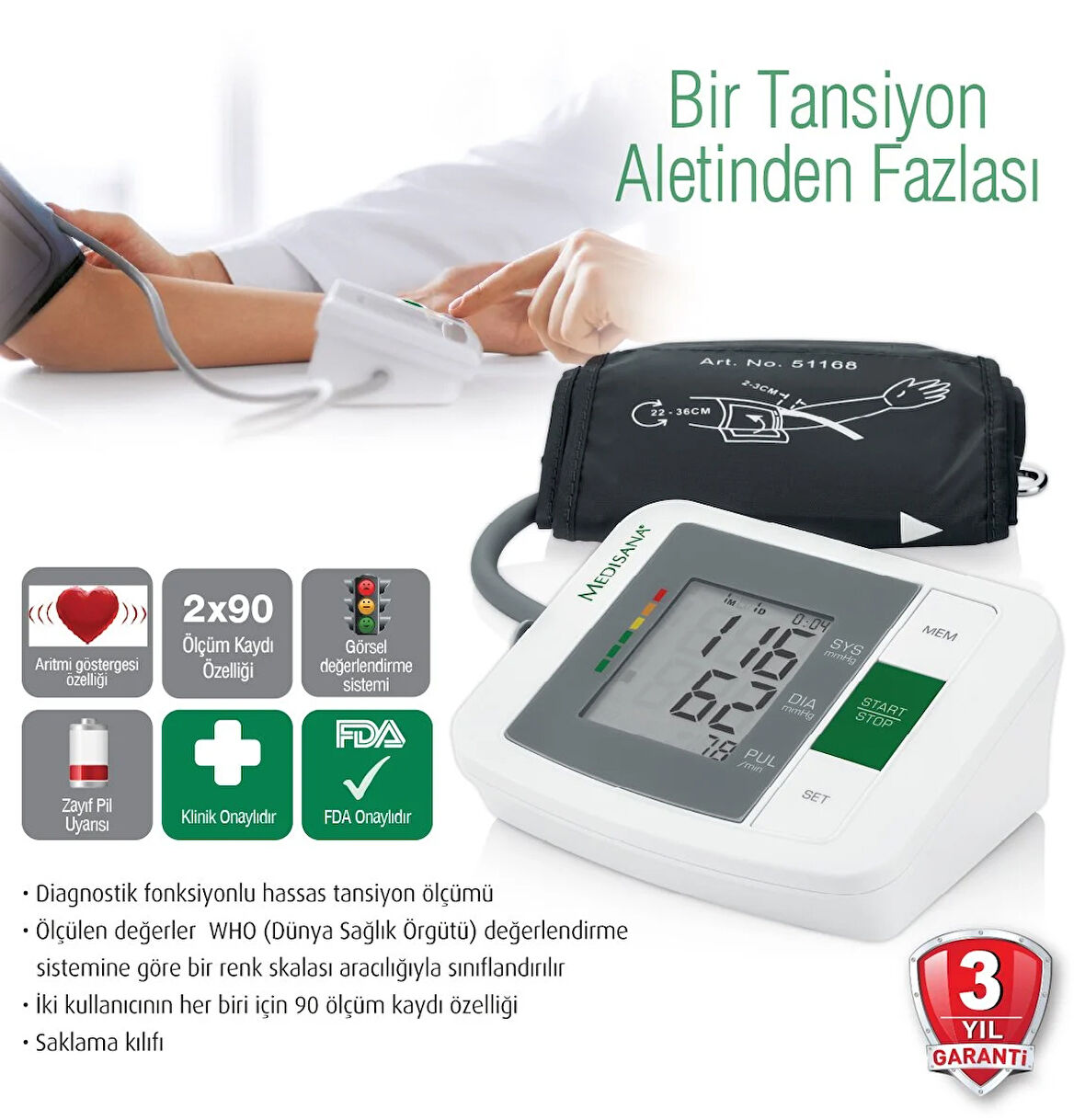 Medikalcim  MTM 48670-Kol Tipi Dijital Tansiyon Ölçme Cihazı