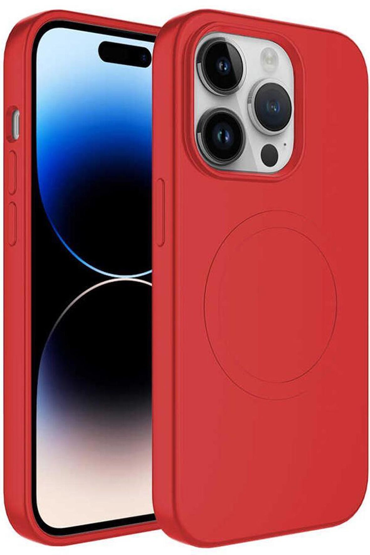 Apple iPhone 14 Pro Kılıf Magsafe Wireless Şarj Özellikli Pastel Renk Silikon Mat Kapak