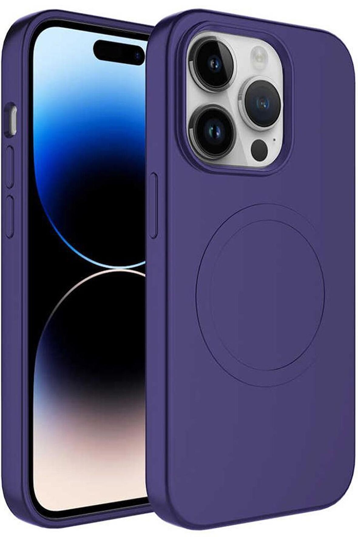 Apple iPhone 14 Pro Kılıf Magsafe Wireless Şarj Özellikli Pastel Renk Silikon Mat Kapak