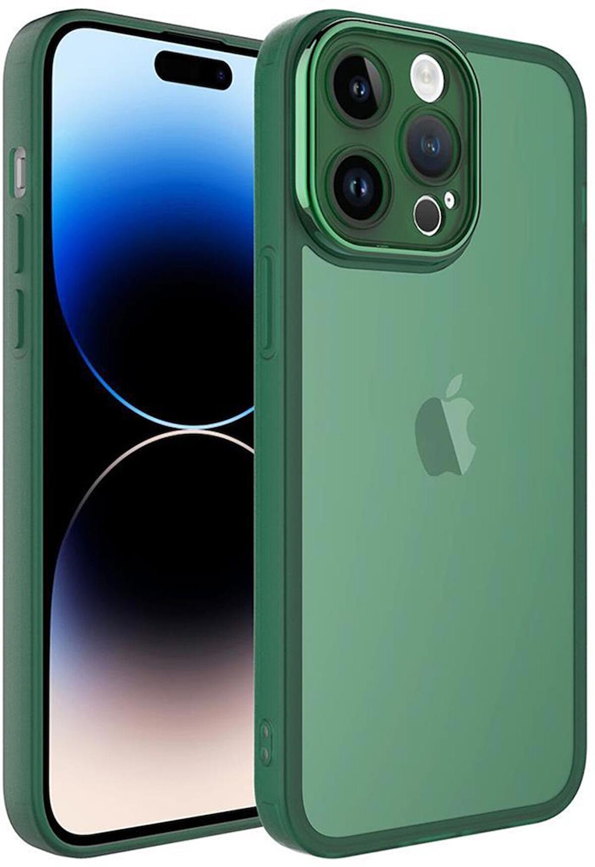 Apple iPhone 14 Pro Max Kılıf Metal Kamera Korumalı Transparan Renkli Kapak