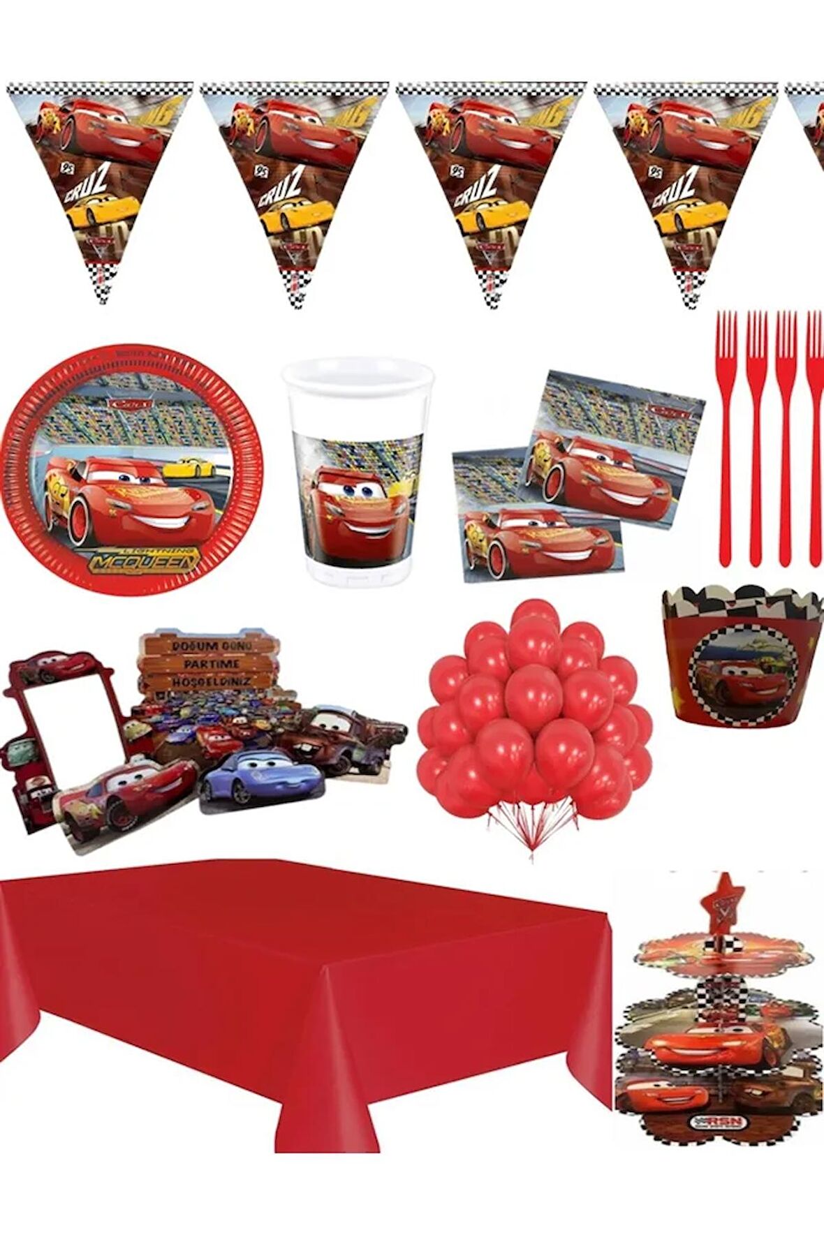 Cars Şimşek Mcqueen 16 Kişilik Parti Seti