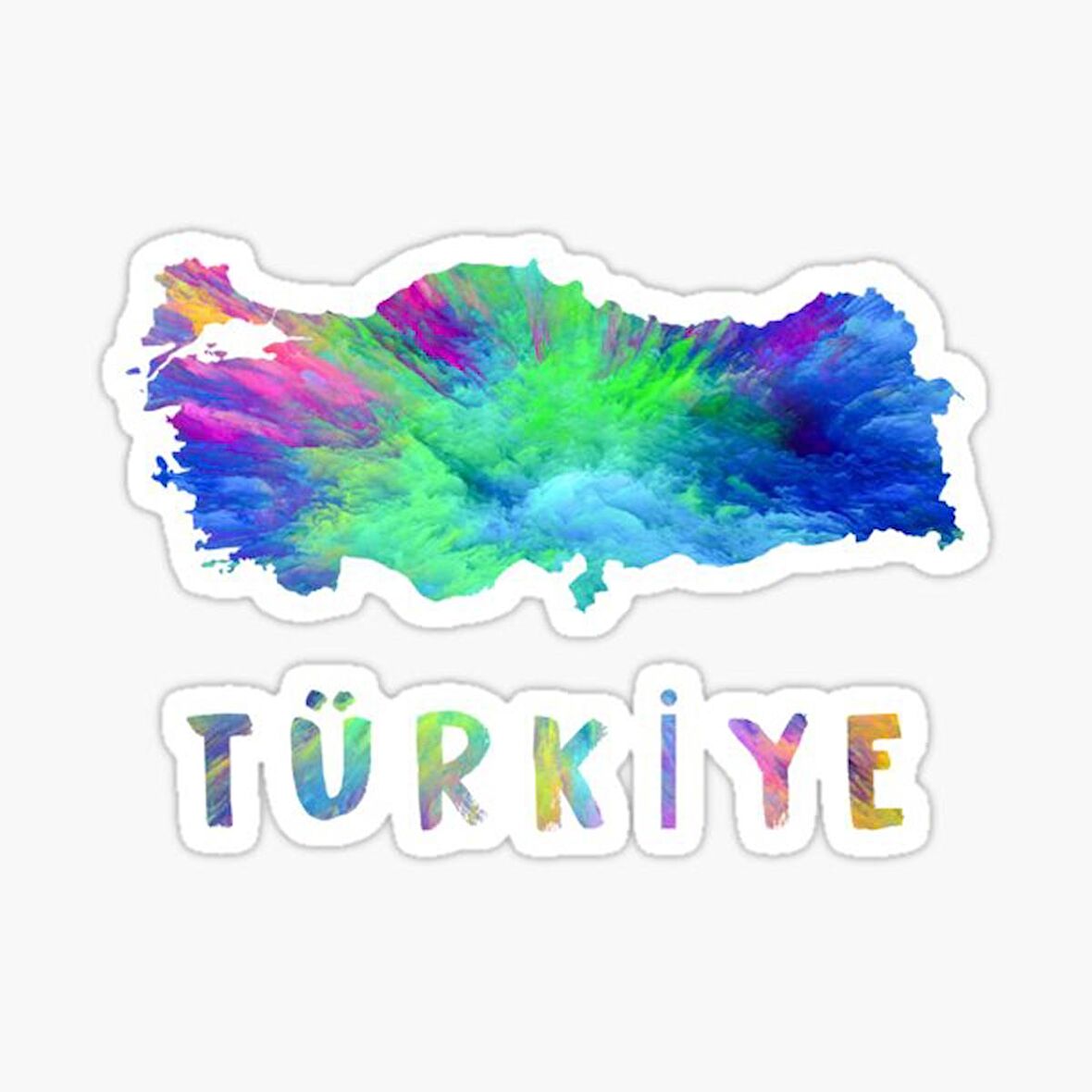 Renkli Türkiye Haritası Sticker Yapıştırması 18 CM