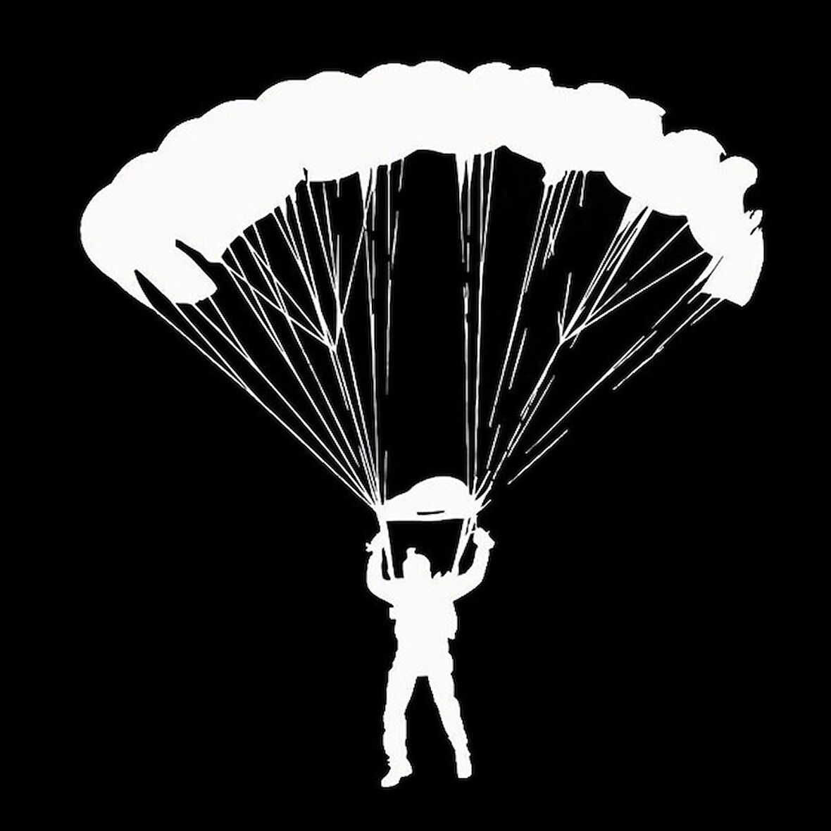 Skydiving Paraşut Araba Sticker 17CM Beyaz Renk