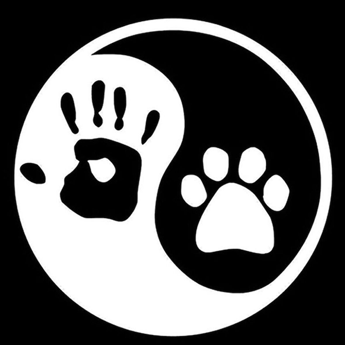 Yin ve Yang kedi köpek ayak izleri araba Sticker BEyaz Renk