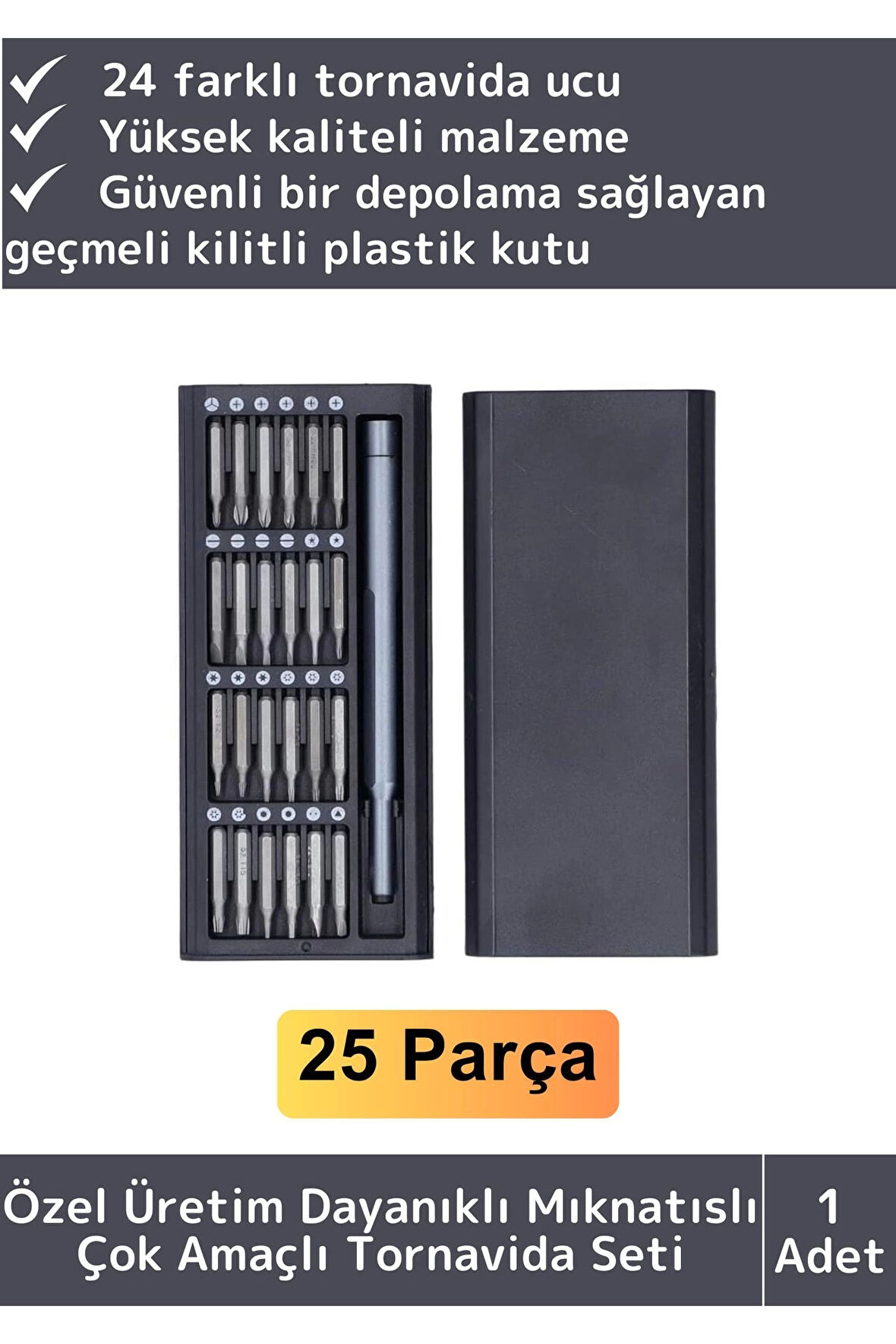 Premium Dayanıklı Mıknatıslı Saat Gözlük Elektronik Taşınabilir Mini Kutulu 25 Parça Tornavida Seti