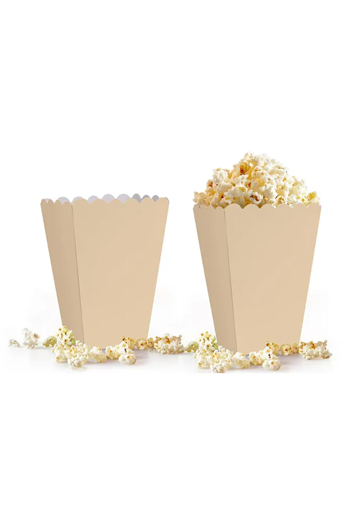 Popcorn Kutusu 8li -Düz Krem-