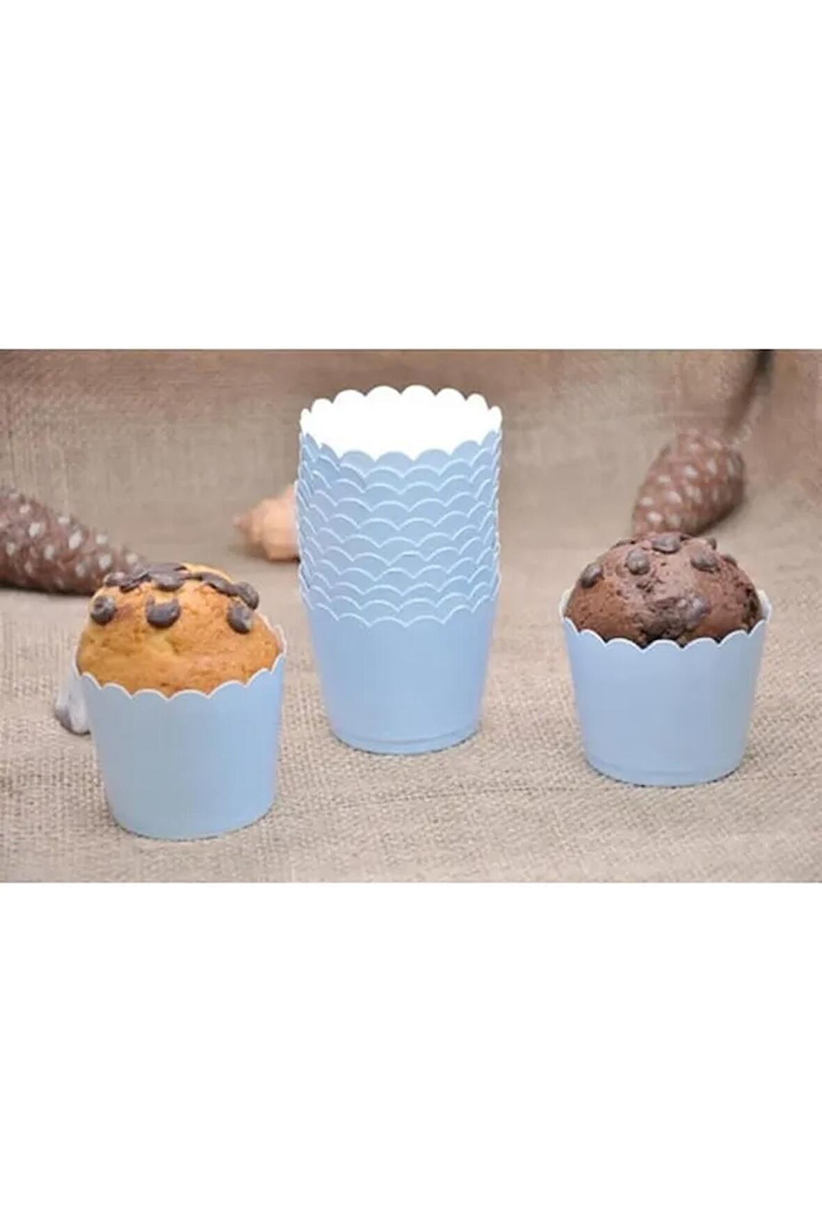 Makaron Mavi Cupcake Kapsül 25 Adet