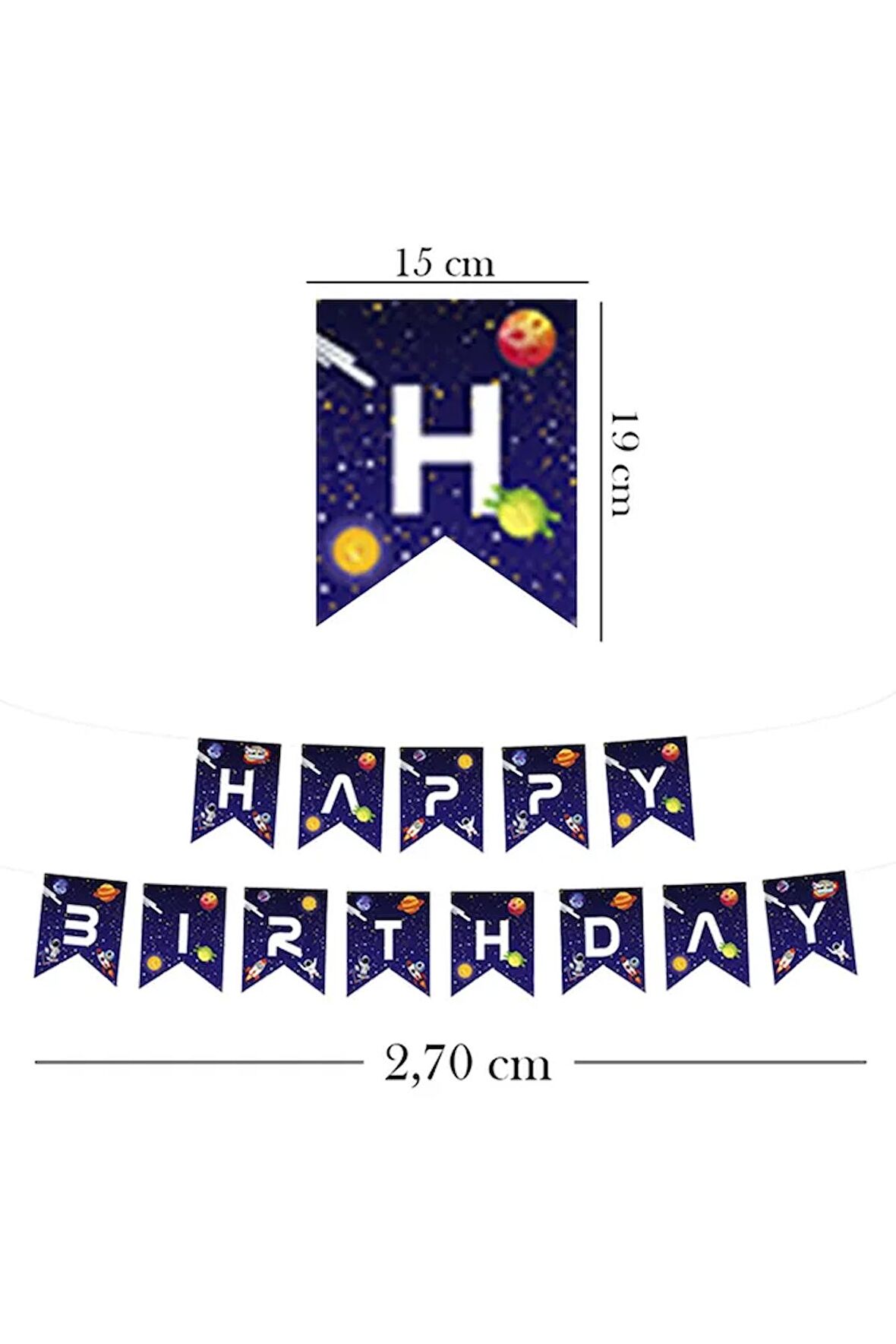 Uzay Uzaylı Rocket Space Happy Birthday Banner